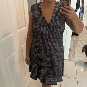 Rebecca Taylor navy blue and pink tweed dress